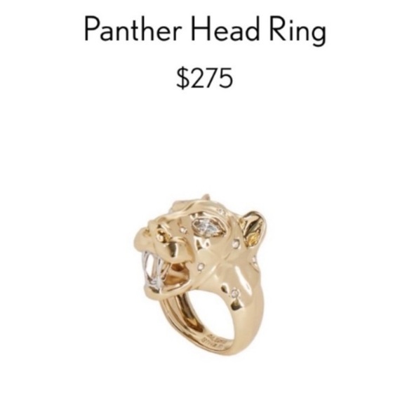 ALEXIS BITTAR• NEW Gleaming Gold Sculpted Panther Head Crystal Power Ring size 7 - Picture 12 of 15